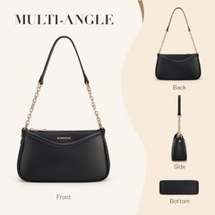 Shoulder Bag for Women Small Purse Trendy Clutch Hobo 1-black【multi-pockets】