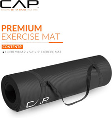 CAP Barbell /-Inch High Density Exercise Yoga Mat with Strap | Multiple Options