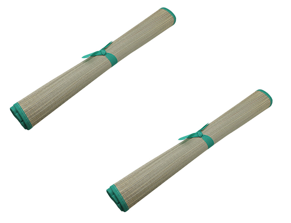 Set of 2 Natural Straw Beach Mats 24″ x 72″ – Multi-Purpose, Yoga Camping Picnic