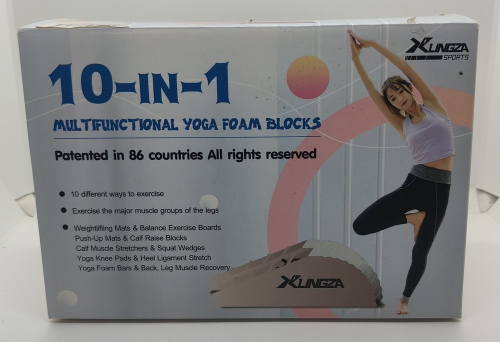Xlingza 10-1 Multifunctional Yoga Foam Wedge Blocks (2 Blocks) Black 9″x6″x3″