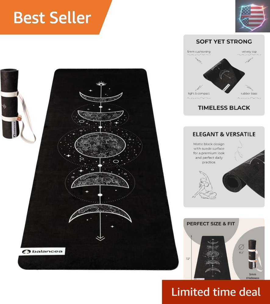 Yoga Mat With Strap 5mm Non Slip Suede & TPE – Eco-Friendly Fitness & Exercis…