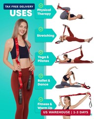 Stretching Strap with Loops – Non Elastic Stretch Band for Physical Therapy, Yog