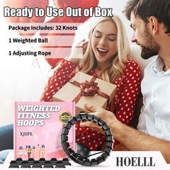 65 Inch Adjustable Fitness Waist Hoop – 32 Detachable Links, Quiet Non-Drop F…