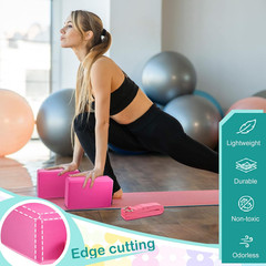 18 Pcs Yoga Blocks and Strap Set Include 12 EVA Foam Yoga Blocks Bulk 9″X6″X3″ w