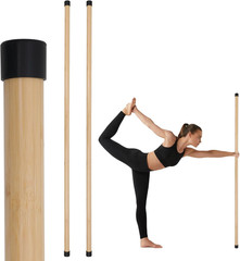 Yoga Stick, 5Ft Exercise Stick for Mobility, Stretching Stick with Non-Slip Ends