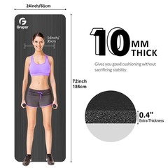 Gruper Thick Yoga Mat Non Slip, Large Size 72″ L x 32″ W x 0.6″ TH, Premium E…