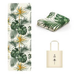 Travel Foldable Suede Yoga Mat, 1.5mm Thick, 72 x 24 Inch, Non-Slip, Tote Bag