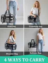 Large Clear Tote Bag 20” for Duffle with 10 Pockets, Clear Gym Crossbody B
