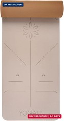 YOGATI® Yoga Mat with Strap with Alignment Lines. Home Workout Mat for Women, Me