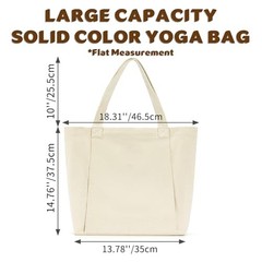 Yoga Mat Carrier, Gym Bag With Yoga Mat Holder, Women Canvas Tote Off Whtie