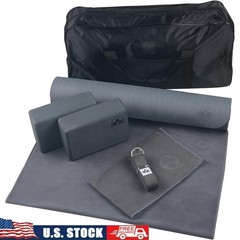 Complete Yoga Starter Kit W/ Non-Slip Mat Foam Blocks Strap & Carrying Bag New