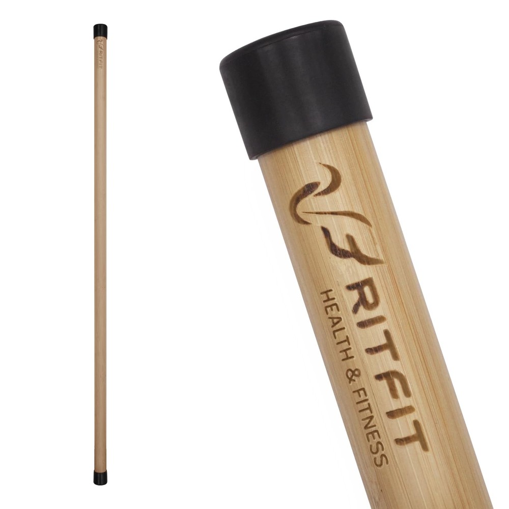 RitFit 5ft Natural Bamboo Yoga Stick, Exercise Stretching Yellow