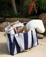 Large Waterproof Beach Bag for Women Pool Bags with Wet Blue Stripes