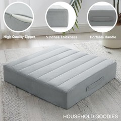 2 Pcs High Density Foam Floor Pillow – Upgraded Large 2 Counts Light Gray