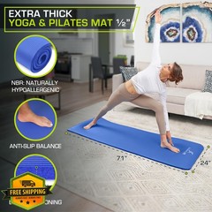ProSource Yoga Mat Blue 1/2″