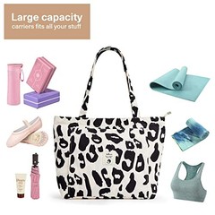 Yoga Bags for Women with Yoga Mats Bags Carrier Carryall Canvas Tote leopard