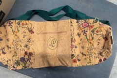 Plaid Cork Yoga Mat Bag with Floral Print, 24 inch Carrier with Pockets Green