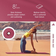 adidas Yoga Mat – Eco Friendly – Non Slip, Durable Textured Surface, 8mm 8 mm
