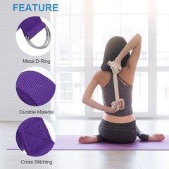 10Pcs 6 Feet Cotton Yoga Strap Belt Stretch Bands with D-Ring Buckle Dark Purple