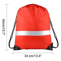 Pcs Drawstring Backpacks with Reflective Strips – Polyester, 15.7″ x 12 Red