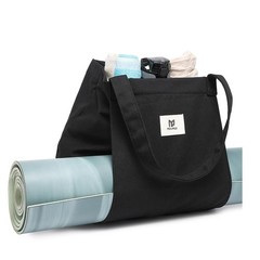 Moyaqi Canvas Tote Bag with Yoga Mat Carrier Pocket Carryall Shoulder Bag for…