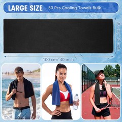 Hosuly 50 Pack Cooling Towels, 40″x12″ Yoga Towels Ice Breathable Soft Chilly Sw