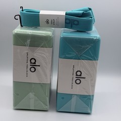 Alo Yoga Uplifting Yoga Block Set of 2 With 1 Matching Strap Aqua Green NWT NEW