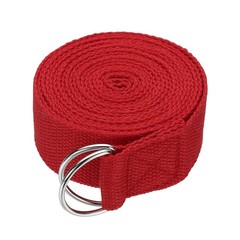 Yoga Strap with Adjustable Metal D Ring Buckle, 10.5ft & Red