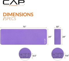 CAP Barbell 1/2-Inch High Density Exercise Yoga Mat with Strap | Multiple Option