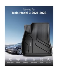3W Tesla Model 3 Floor Mats and Trunk Mat, All-Weather TPE Floor Liner Compat…