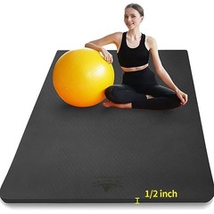 Large TPE Yoga Mat 6x4x1/2 Inch Extra Thick Non Slip Exercise