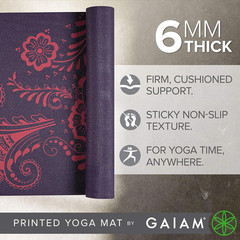 Gaiam Premium 6mm Yoga Mat Non Slip Exercise Fitness Mat 68×24 Print