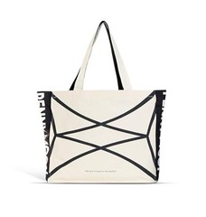 Penny Moon Canvas Bag with Inner Pocket – Stylish Black and Beige Cotton
