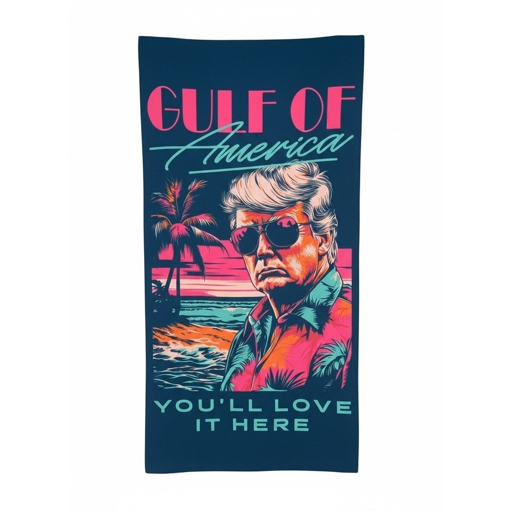 Trump Gulf of America Yoga Mat Blue Multi Synthwave Retro 60×30 Exercise Mat