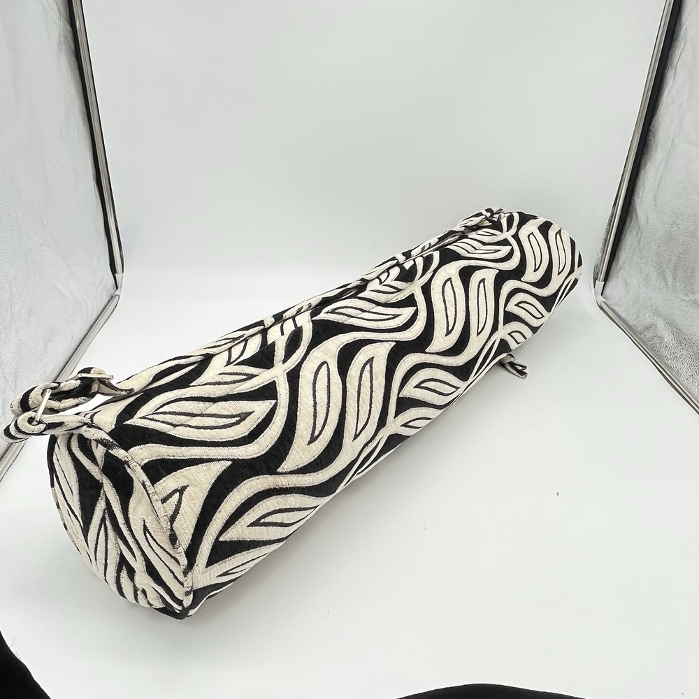 Hugger Mugger Yoga Mat Bag Batic Black Beige Pattern Upholstery Shoulder Strap