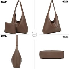 Casual Hobo Bag for Women Soft Shoulder Bags Slouchy Pu Leather Tote Coffee