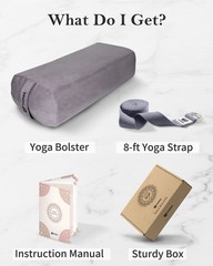 Yoga Bolster Set – Rectangular Bolster Pillow for Restorative Yoga, Soft Medi…