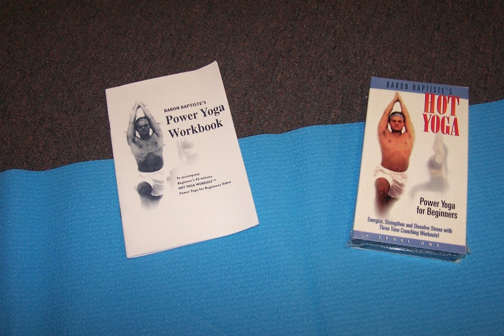 1996 Baron Baptiste’s Hot Power Yoga with VHS Tape, Workbook and Yoga Mat NEW