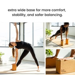 Cork Yoga Blocks 2 Pack – High Density Non Slip with Select Cork Grain for Ch…