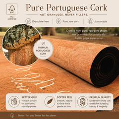 Deluxe Cork Yoga Mat – Gold, Coffee or Vegan Leather Cork Surface & Natural Rubb