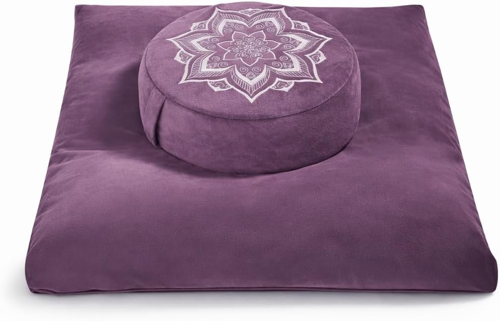Meditation Cushion Set Buckwheat Hull & Memory Foam Adjustable Floor Pillow