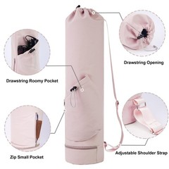 sportsnew Yoga Mat Bag with Water Bottle Pocket & Wet for Medium, Pink