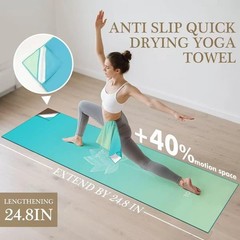 WELEQUT Yoga Towels, Non Slip Hot Mat 72 inches x 24 inches, Sky Blue