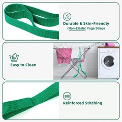 Stretching Strap Yoga Straps for Physical Therapy, 10 Loops Non-Elastic Green