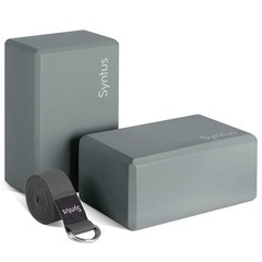 Syntus Yoga Block and Yoga Strap Set, 2 Soft Non-Slip Yoga Blocks 9×6×