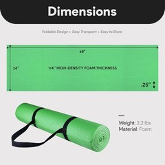 Durable 1/4-Inch High Density Yoga Mat with Anti-Tear Design & Carrying Strap