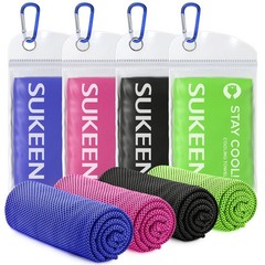 Sukeen 4 Pack Cooling Towels (40″x12″), 40″ x 12″, Dark Blue/Green/Black/Pink