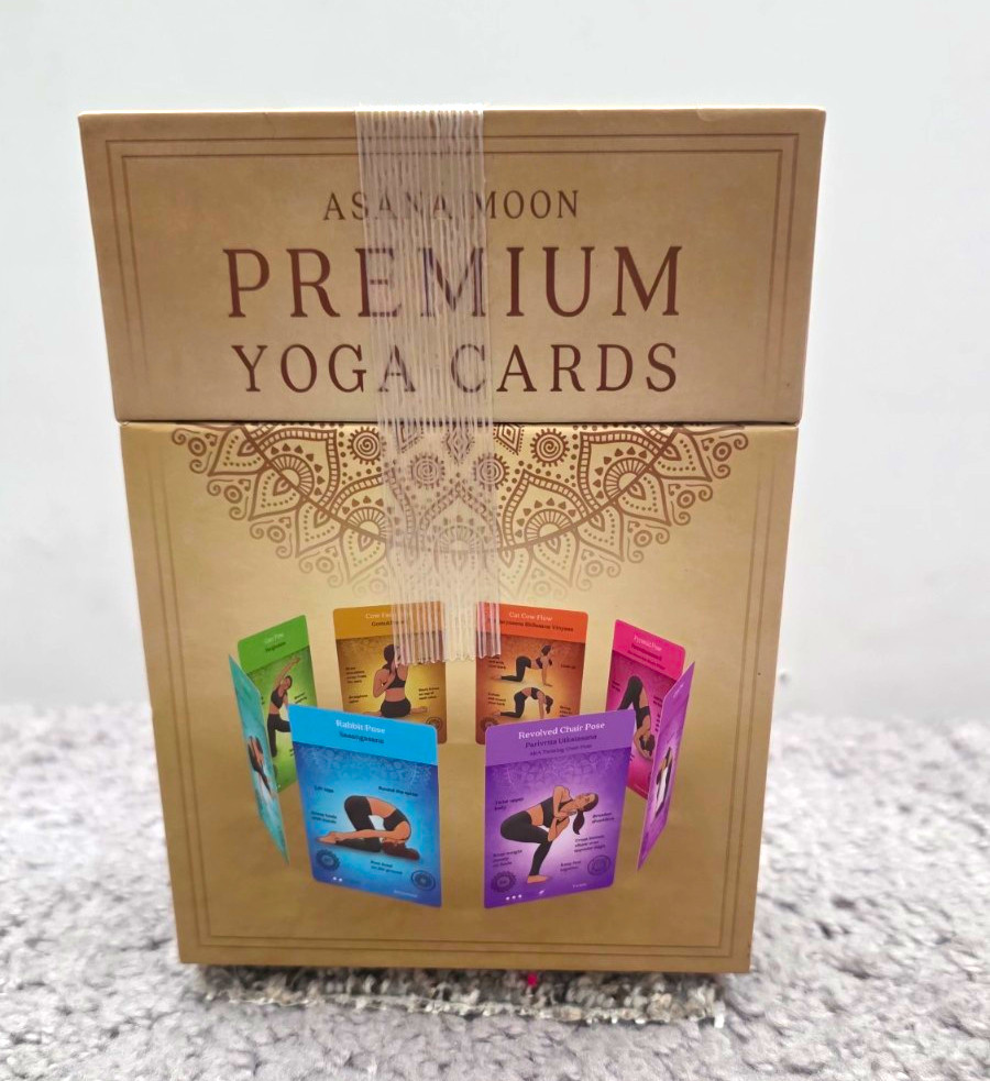 Asana Moon Premium Yoga Cards Deck 108 Illustrated Color-Coded Beige Paper