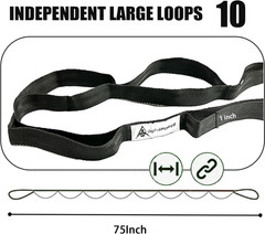 Yoga Stretching Strap with Loops Non-Elastic Exercise Strap Pilates Gym