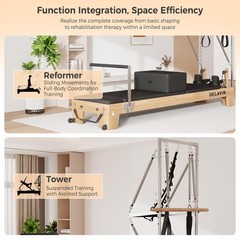 Pilates Reformer for Home Gym Solid Wood Pilates Reformer Machine with Springs